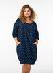Robe courte en coton avec manches 3/4 et poches, Bleu, Model image number 0