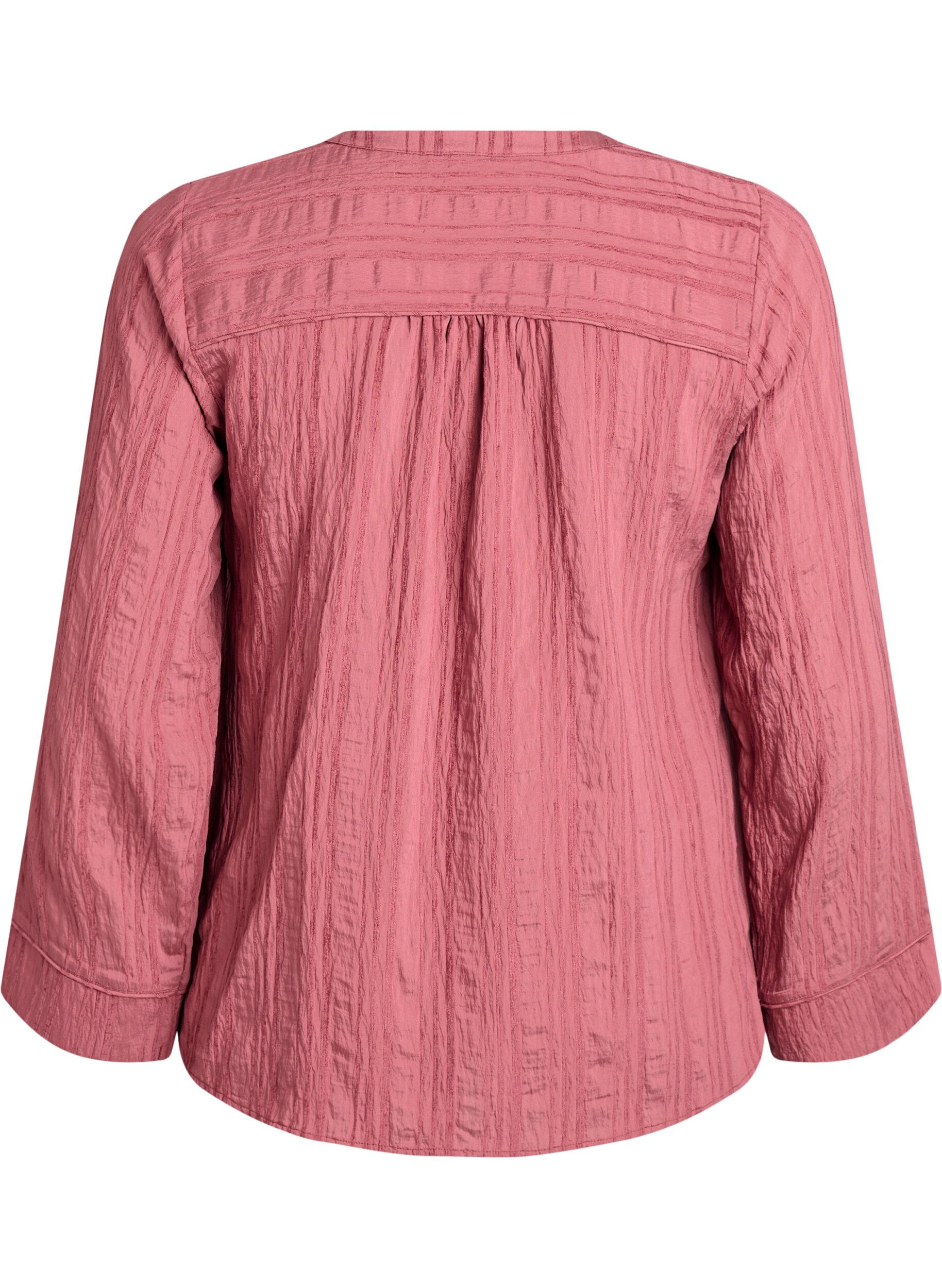 Zizzi Blouse avec texture ton sur ton et boutons, Rose, Packshot image number 1