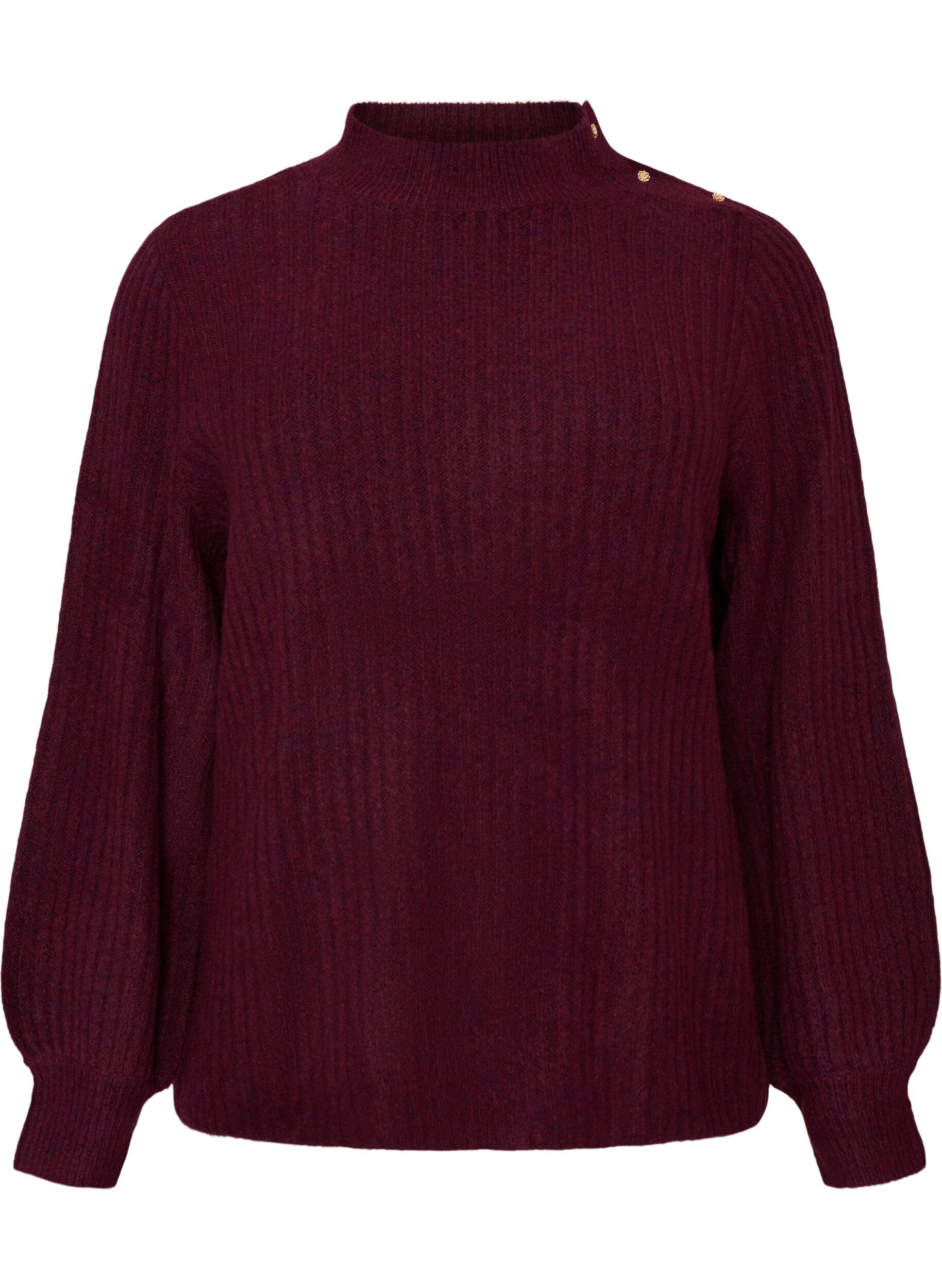 Pull c&ocirc;tel&eacute; &agrave; manches bouffantes et boutons