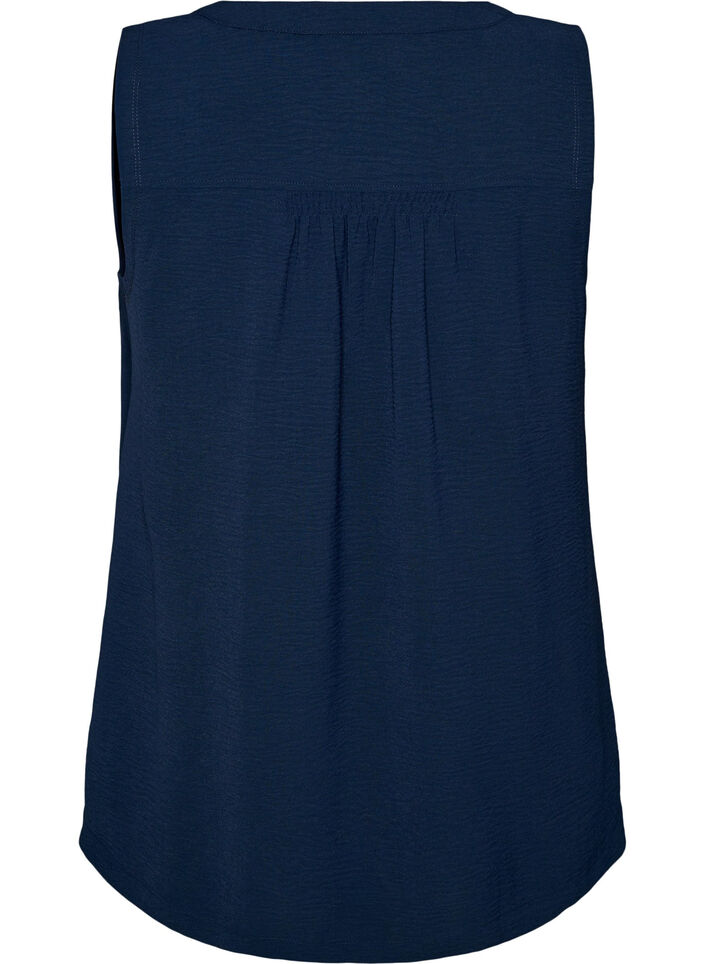 Haut sans manches effet froiss&eacute;, Bleu, Packshot image number 1