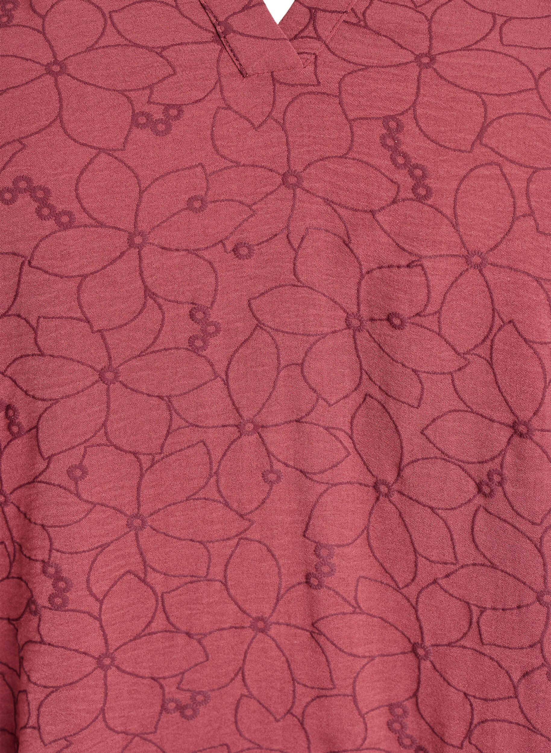 Zizzi Blouse &agrave; manches longues avec broderie florale, Rose, Packshot image number 2