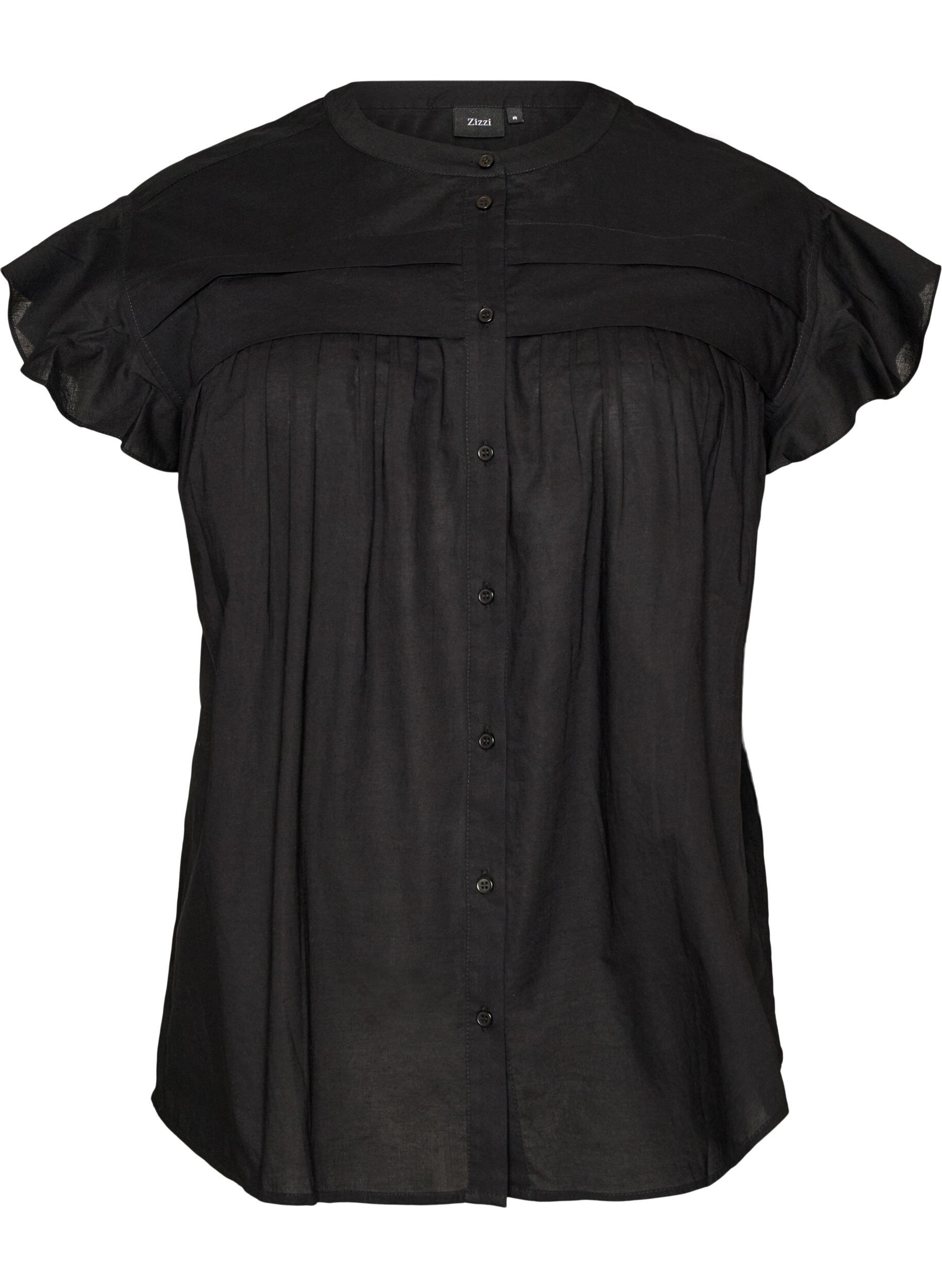 ZizziChemisier sans manches &agrave; coupe &eacute;vas&eacute;e en coton, Noir, Packshot image number 0