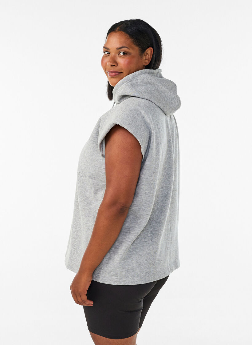 Gilet de sweat &agrave; capuche avec &eacute;paulettes, Gris, Model image number 2