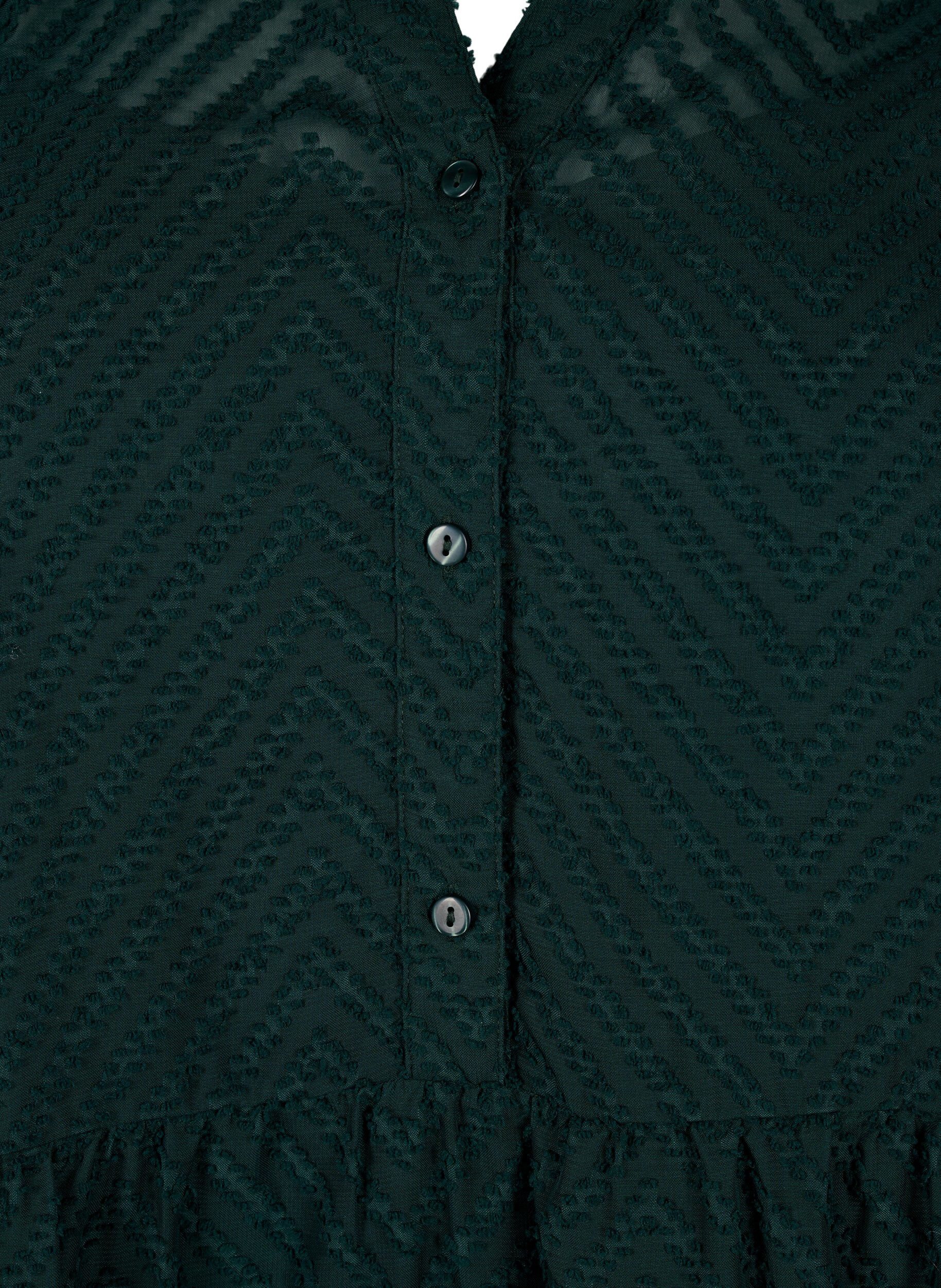 Zizzi Robe courte textur&eacute;e avec un col &agrave; volants, Scarab, Packshot image number 2