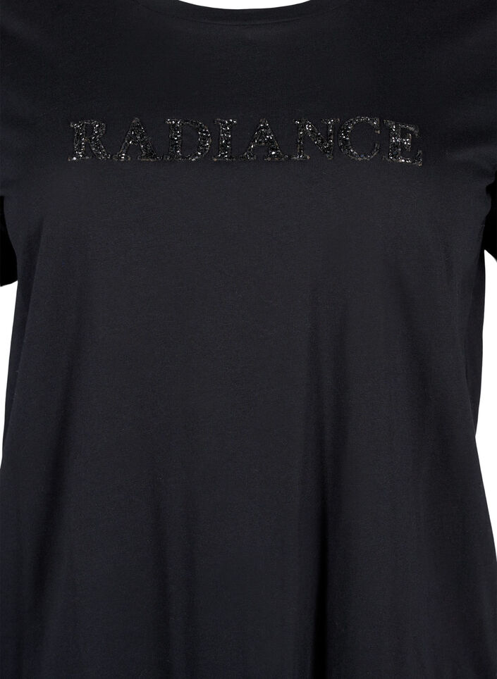 T-shirt en coton avec motif strass, Black w. Radiance, Packshot image number 2