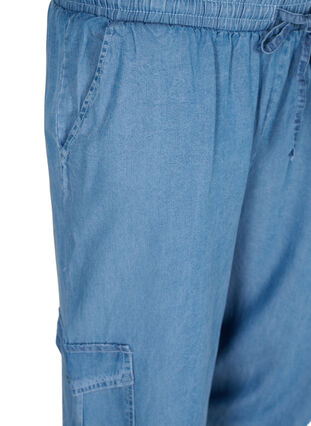 Pantalon cargo en look denim avec poches, Light blue denim, Packshot image number 3