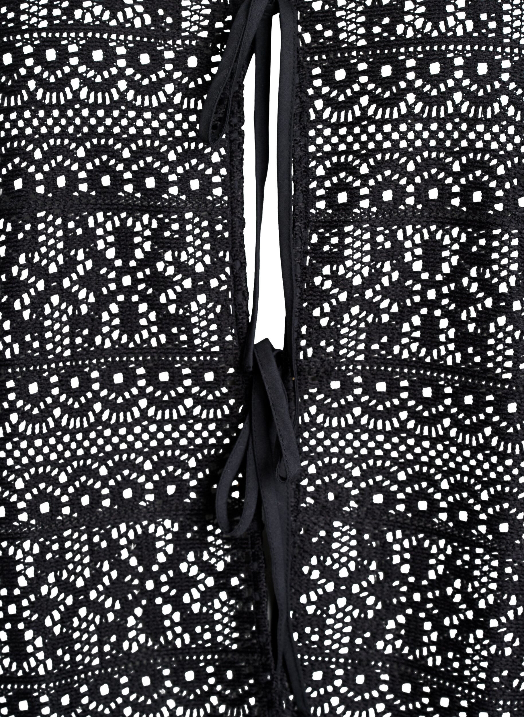 Zizzi Cardigan avec motif ajour&eacute; et cordons de serrage, Noir, Packshot image number 2