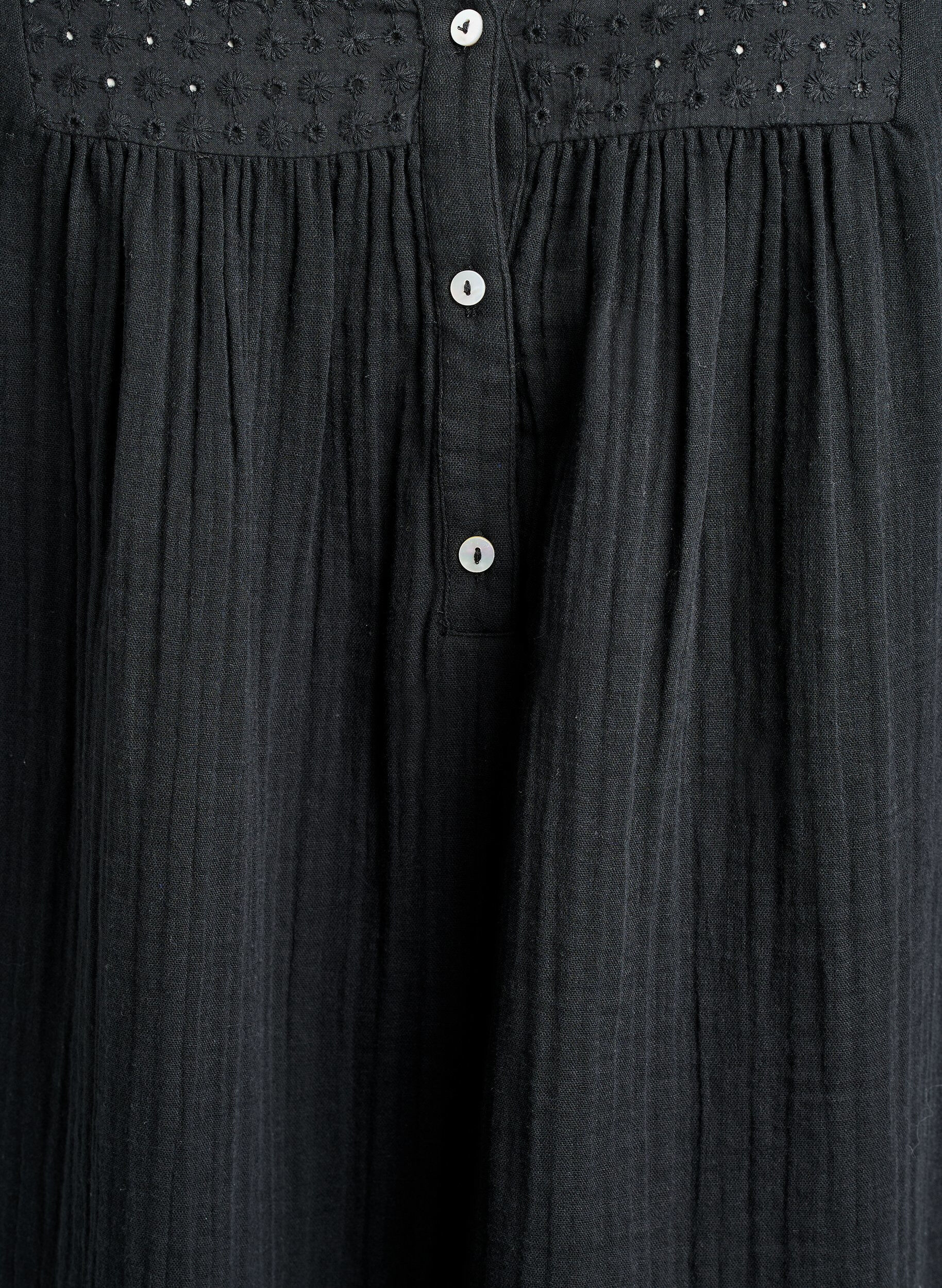 Zizzi Tunique en mousseline de coton avec broderie anglaise, Noir, Packshot image number 2