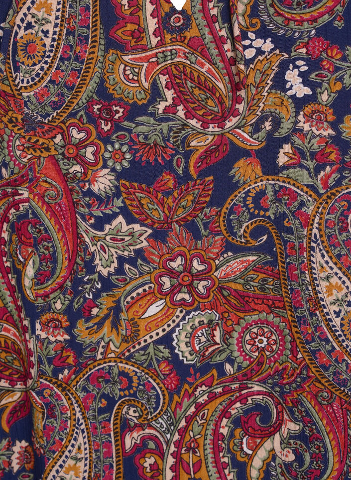 Blouse en viscose &agrave; imprim&eacute; paisley et manches coudes, Bleu, Packshot image number 2