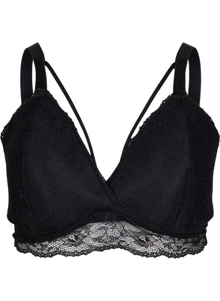 Soutien-gorge en dentelle avec détails en string, Noir, Packshot image number 0