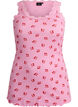 Top avec imprim&eacute; et bord en dentelle, Rose, Packshot image number 0