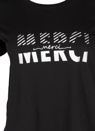 T-shirt en coton bio avec imprimé, Black Merci, Packshot image number 2