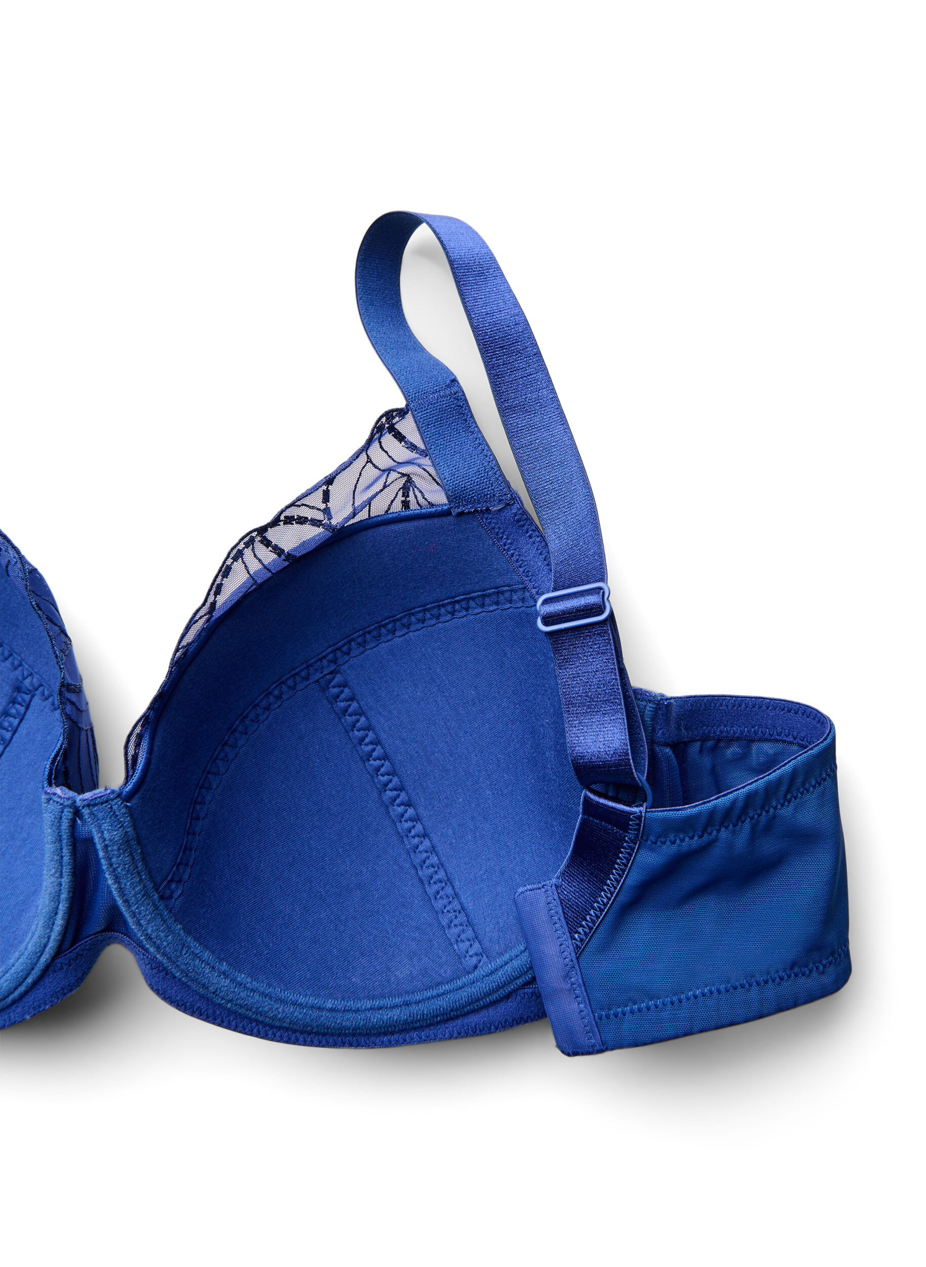 Zizzi Soutien-gorge avec bonnets rembourr&eacute;s et maille brod&eacute;e, Bleu, Packshot image number 3