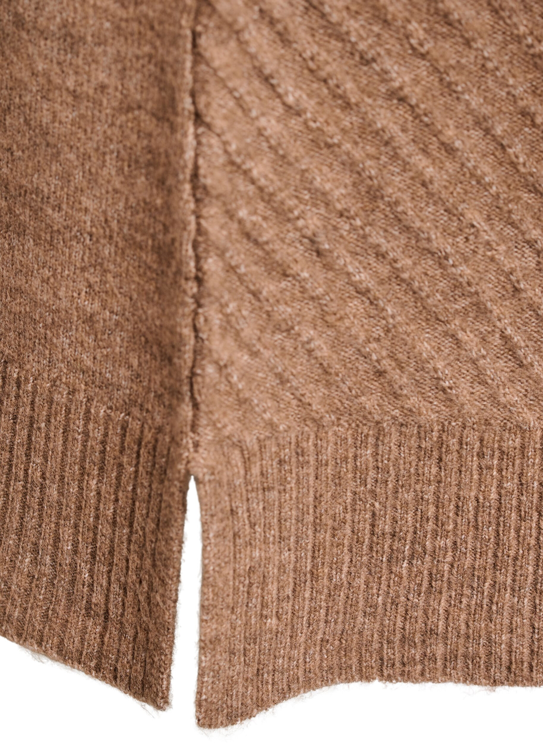 ZizziRobe courte en maille avec un motif textur&eacute; en V, Camel, Packshot image number 3
