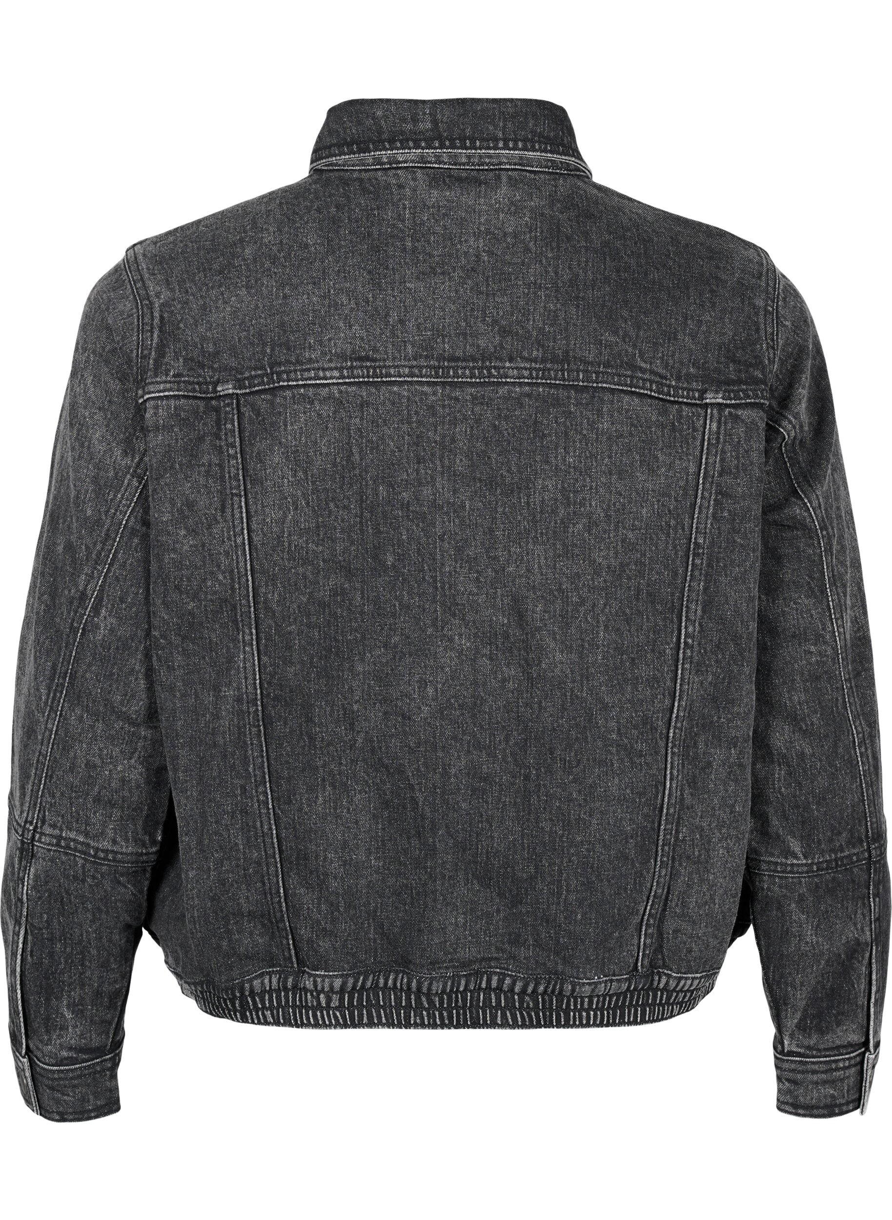Zizzi Veste en jean avec fermeture &eacute;clair cach&eacute;e, Dark Grey Denim, Packshot image number 1