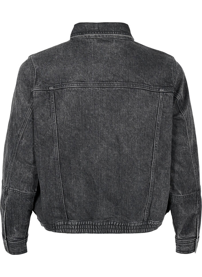 Veste en jean avec fermeture éclair cachée, Dark Grey Denim, Packshot image number 1