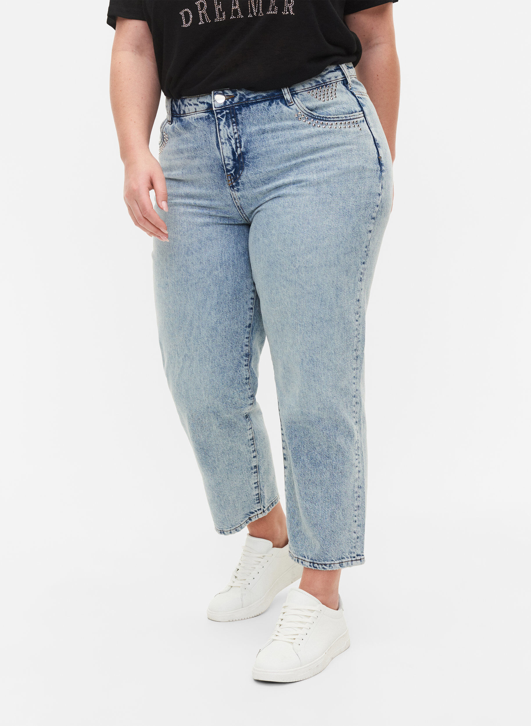 Zizzi Jean Vera court et clout&eacute;, Light blue denim, Model image number 2