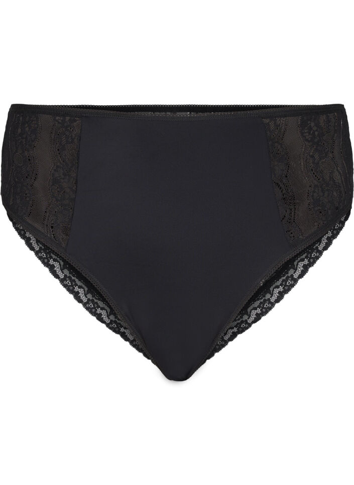 Culotte brésilienne en dentelle microfibre, Black, Packshot image number 0
