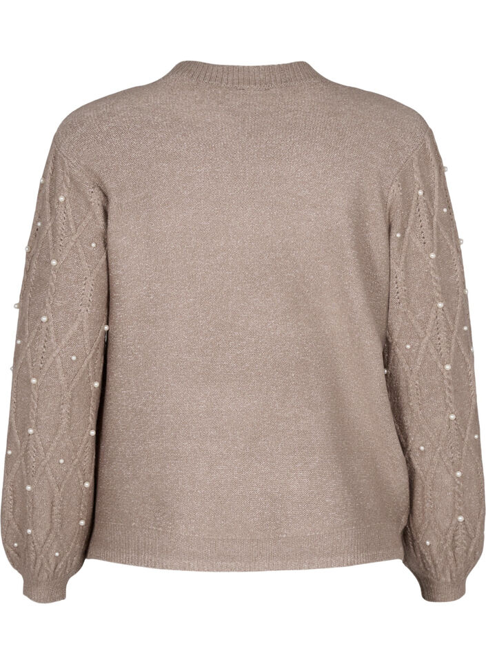 Pull en tricot avec motif et perles, Desert Taupe Mel., Packshot image number 1