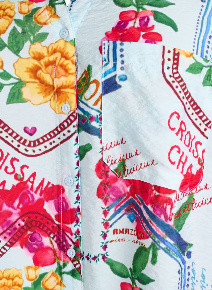 Chemisier &agrave; manches au coude et imprim&eacute; color&eacute;, Bleu Clair, Packshot image number 2