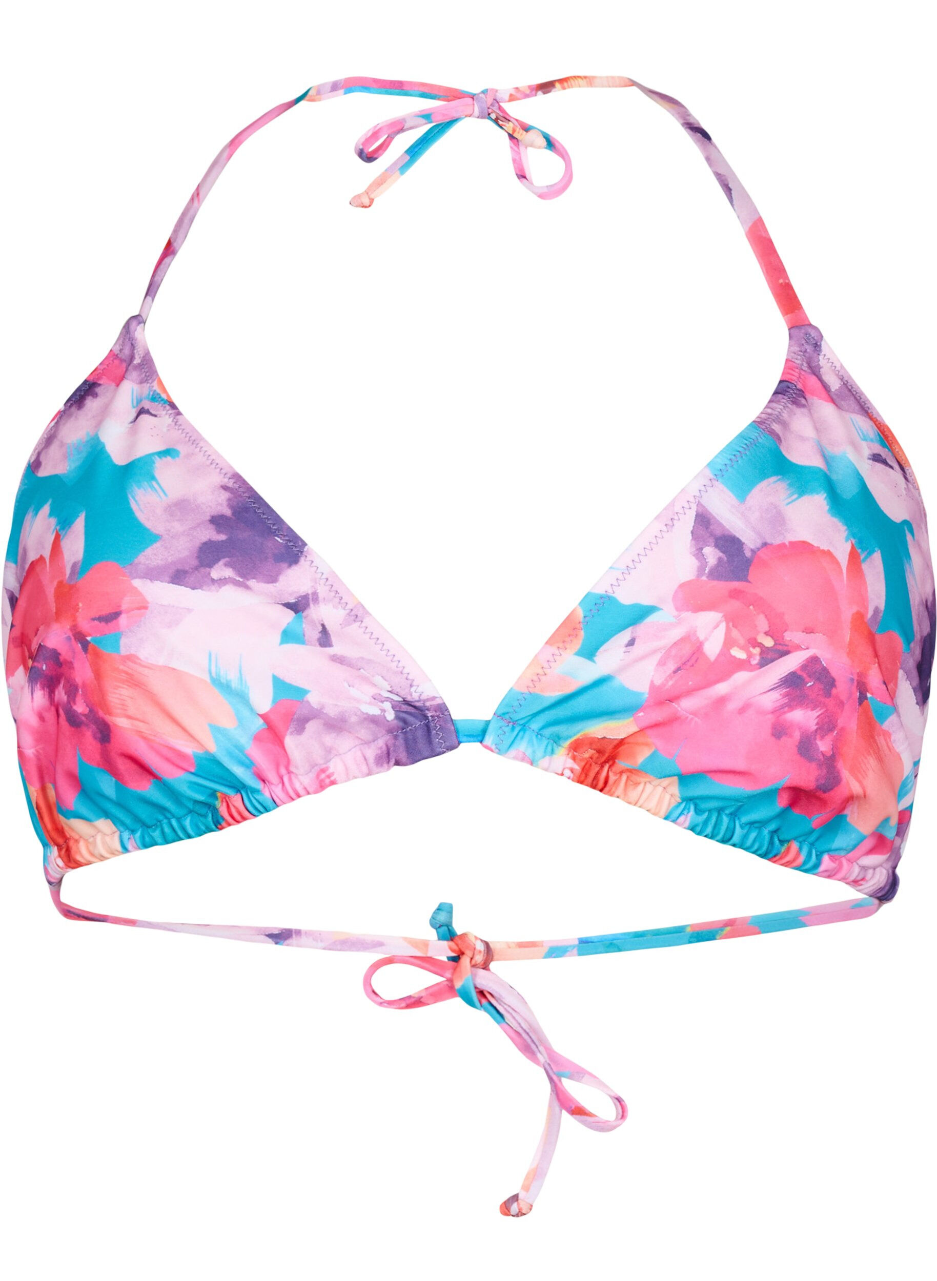 Zizzi Soutien-gorge bikini triangle avec imprim&eacute;, Rose, Packshot image number 0