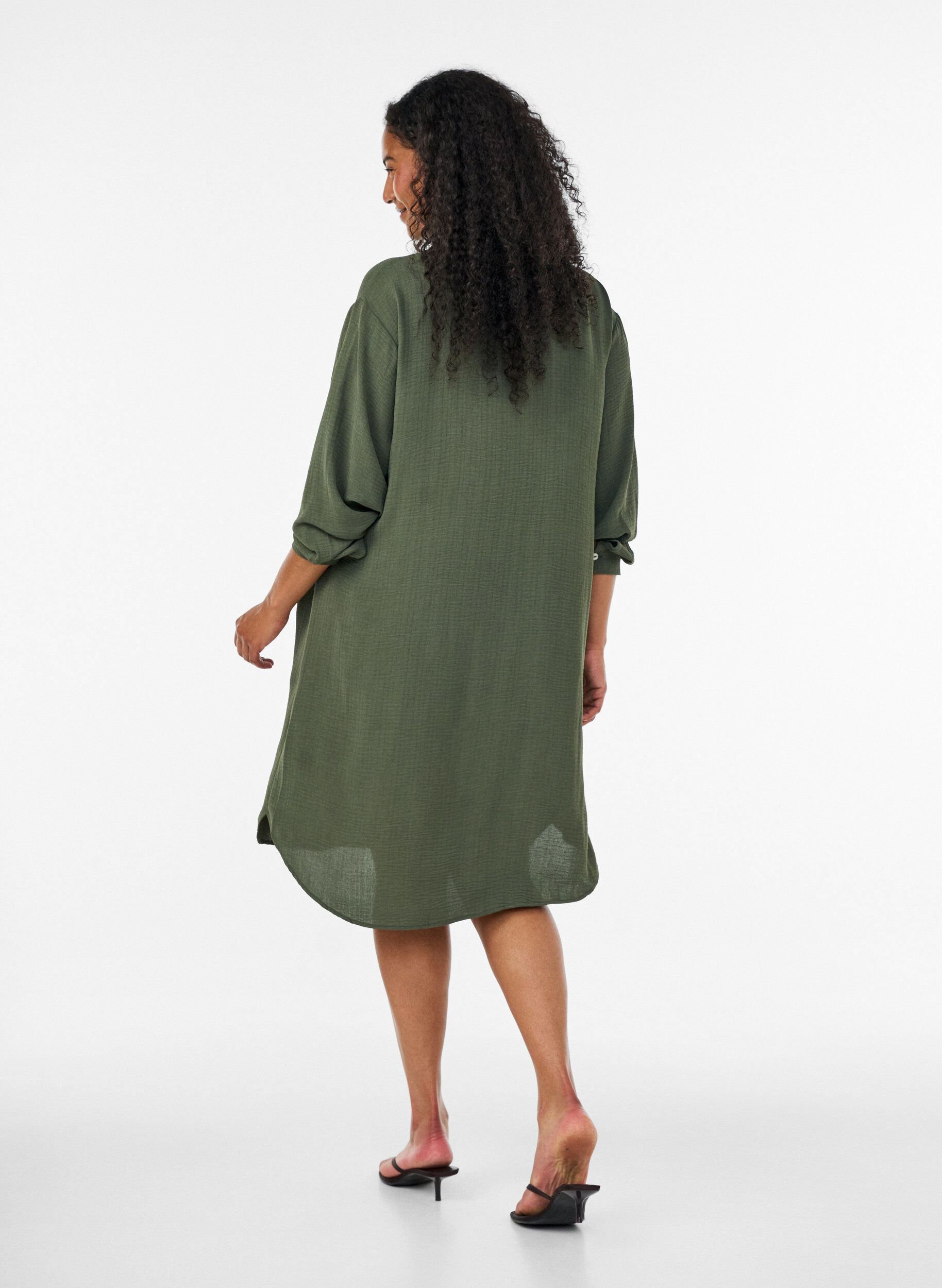 ZizziChemise longue avec une texture l&eacute;g&egrave;re, Vert, Model image number 1