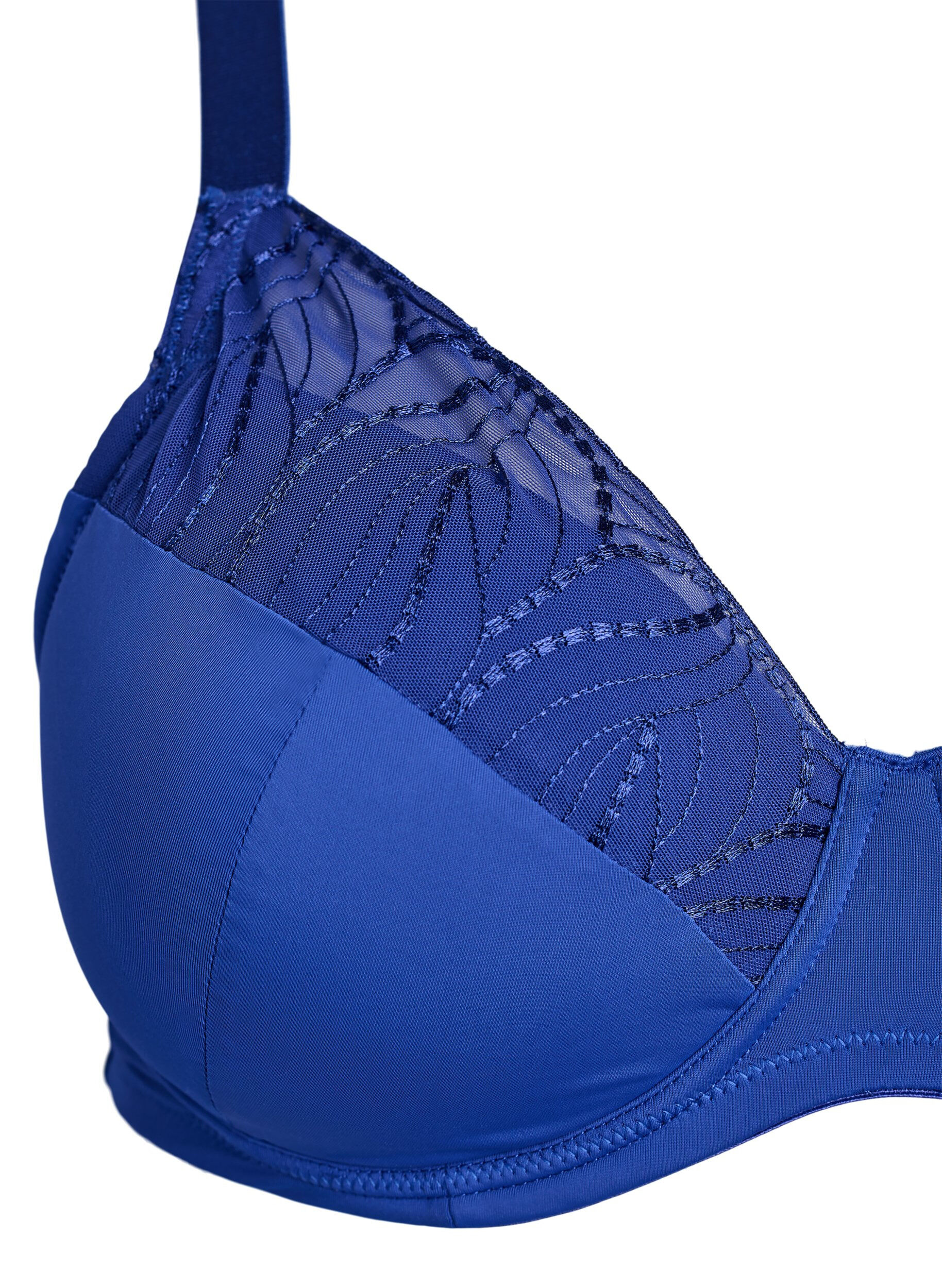 Zizzi Soutien-gorge avec bonnets rembourr&eacute;s et maille brod&eacute;e, Bleu, Packshot image number 2