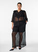 Pantalon ample en mousseline &agrave; pois, Noir, Model image number 0