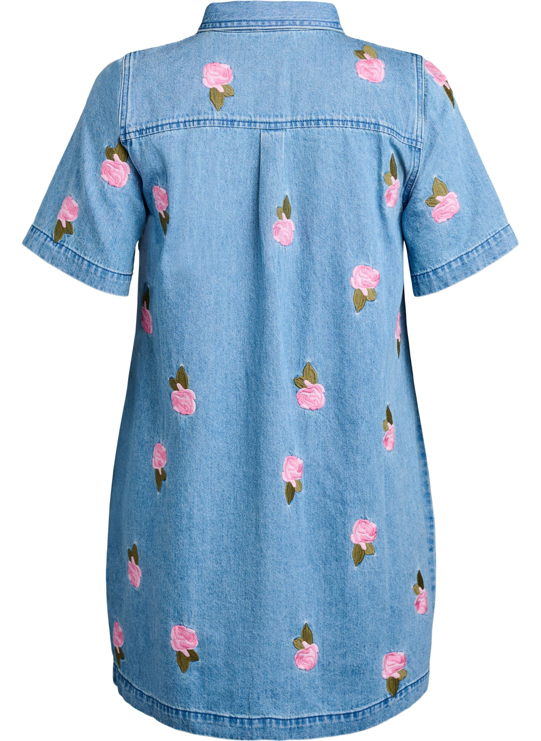 Zizzi Robe courte en denim avec broderies florales, LBD w. Flower, Packshot image number 1
