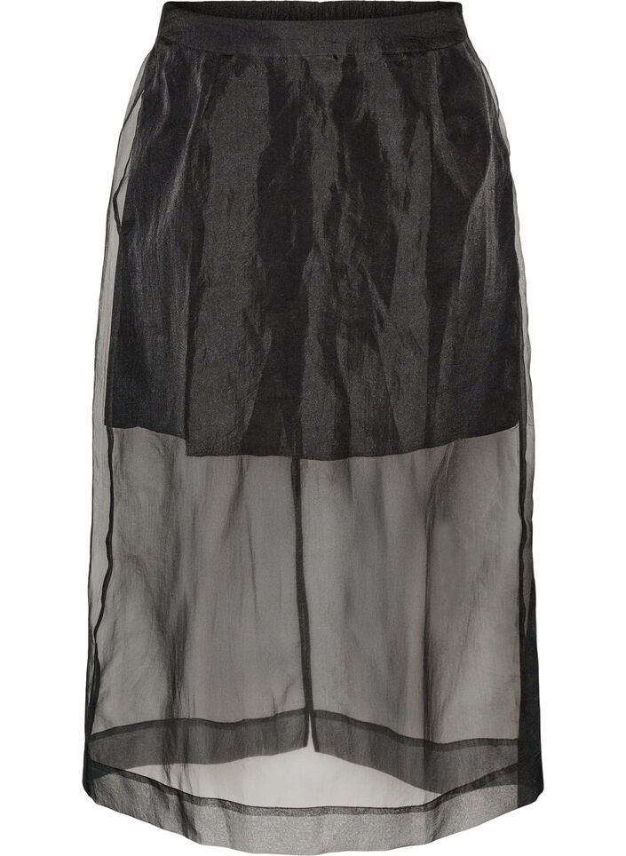 Jupe longue fa&ccedil;on organza, Noir, Packshot image number 0