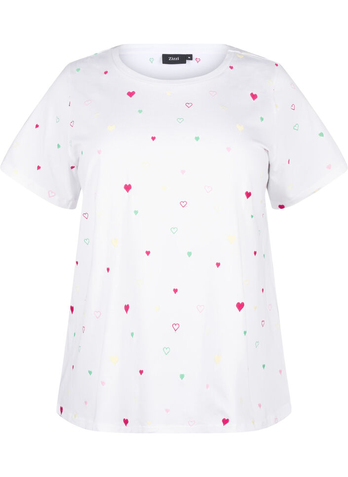 T-shirt en coton biologique avec des cœurs, White Heart Emb., Packshot image number 0