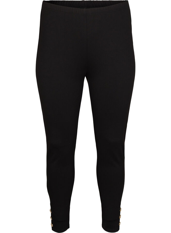 Le leggings en viscose avec des détails de bouton, Noir, Packshot image number 0