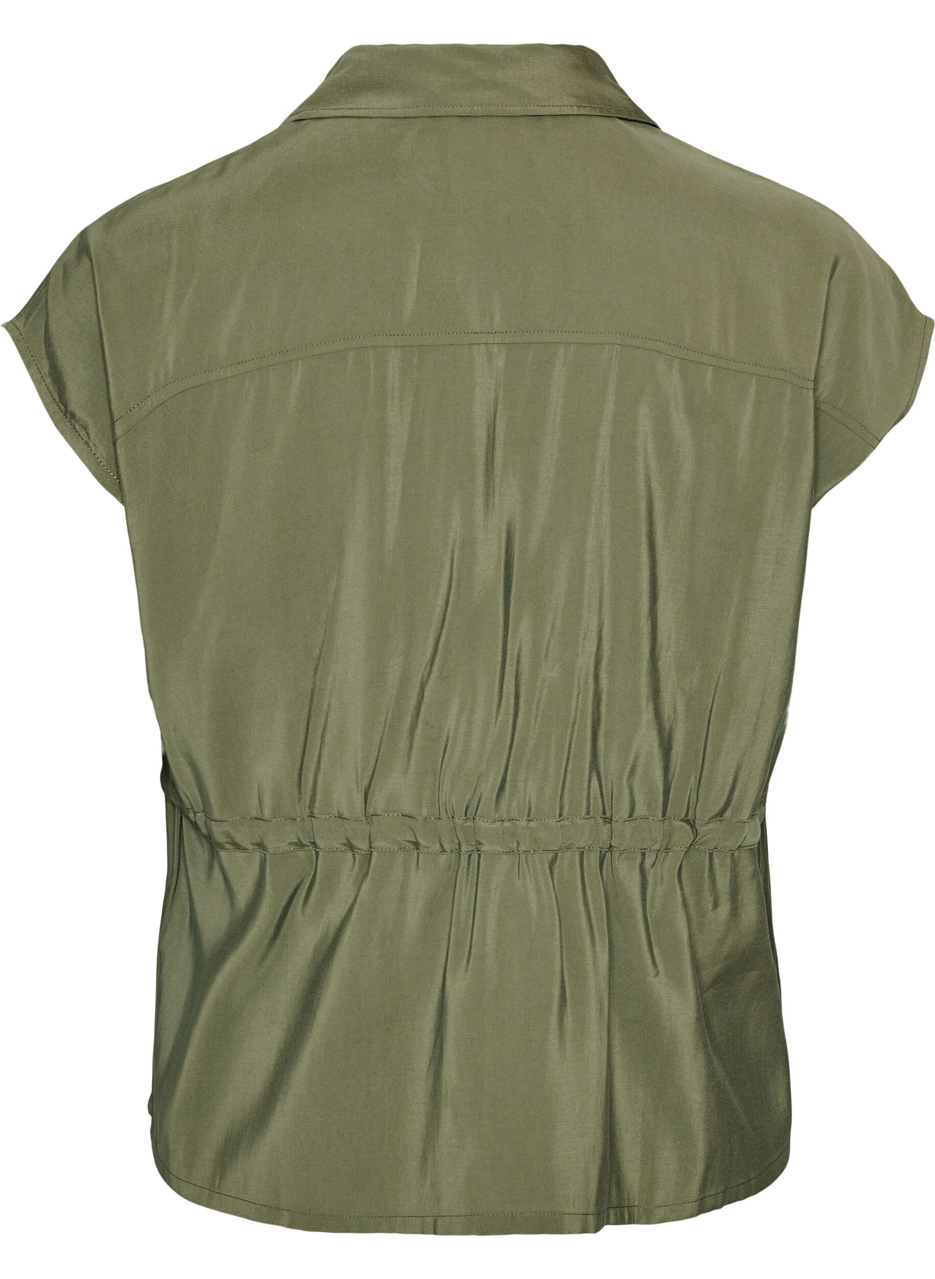 ZizziGilet en modal avec fermeture &eacute;clair et ceinture &agrave; nouer, Vert, Packshot image number 1