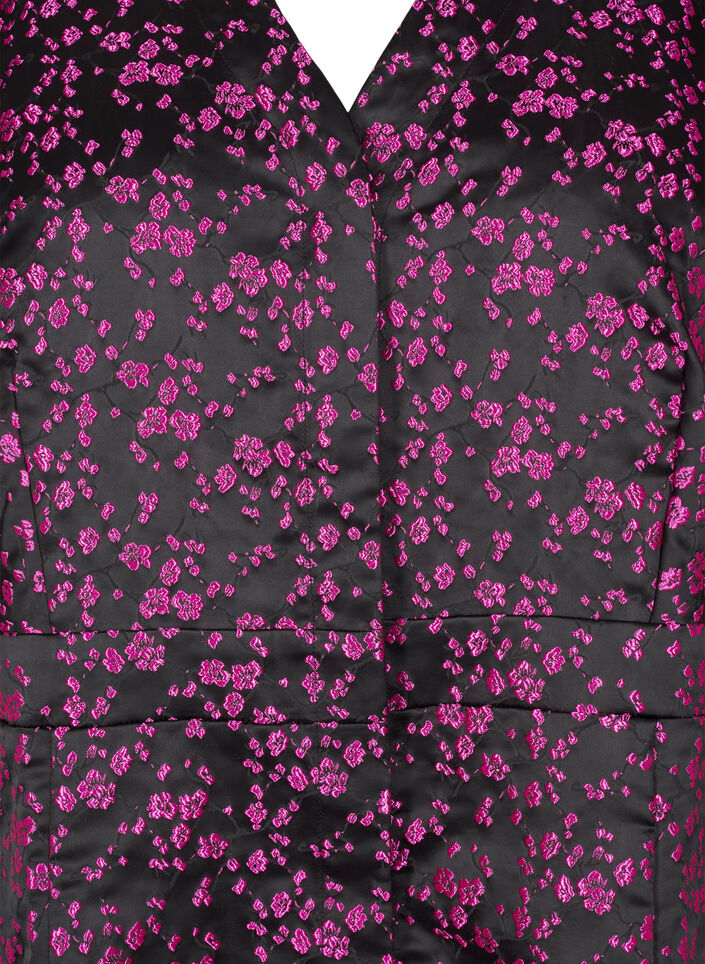Robe mi-longue avec fleurs brodées, Black Pink Flower, Packshot image number 2