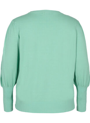 Pull en tricot à manches bouffantes, Dusty Jade Green Mel, Packshot image number 1