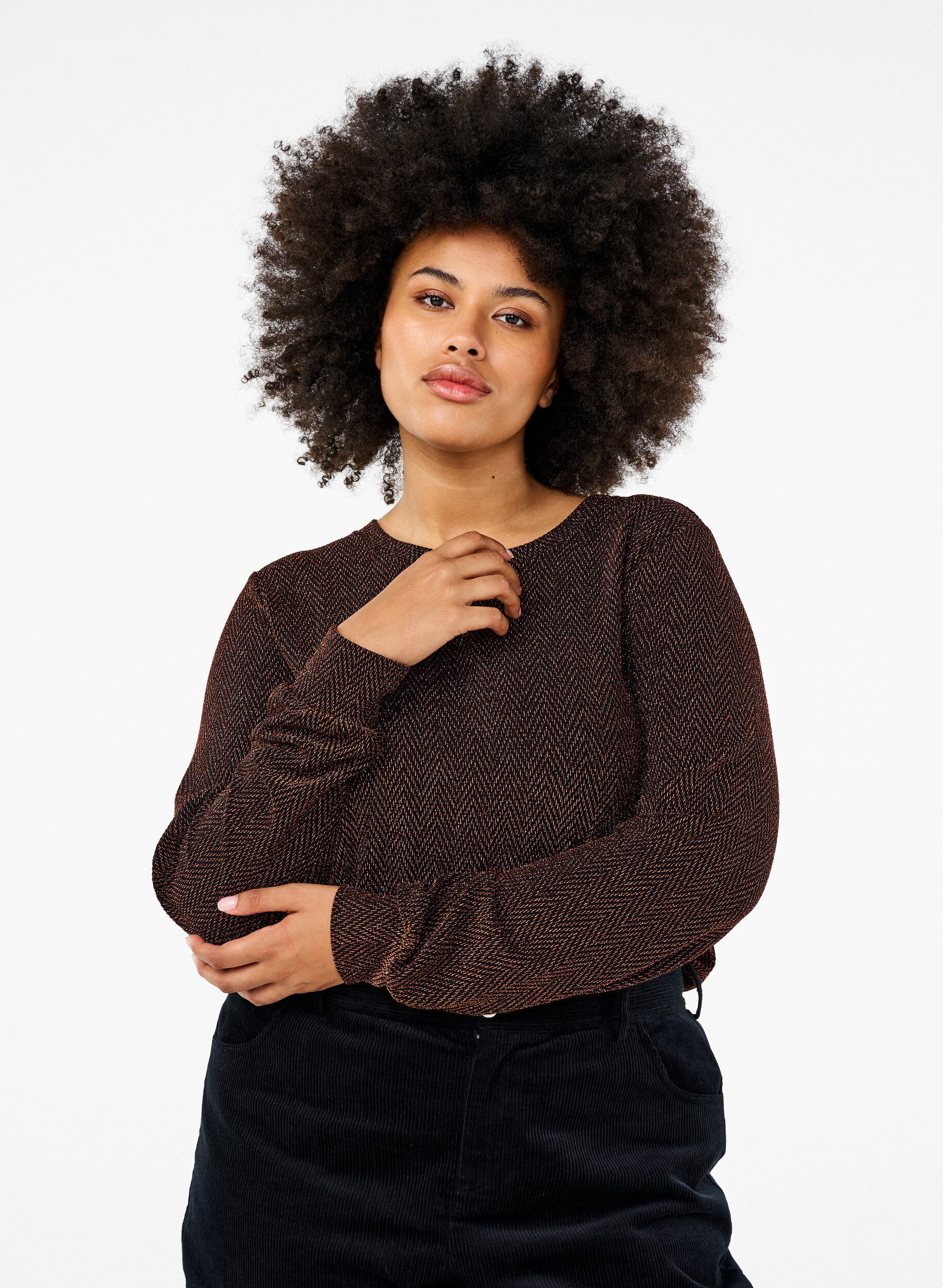 Zizzi Chemisier avec motif scintillant, Copper ZigzagShimmer, Model image number 0