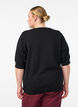 Blouse en fine maille &agrave; manches courtes, Noir, Model image number 2