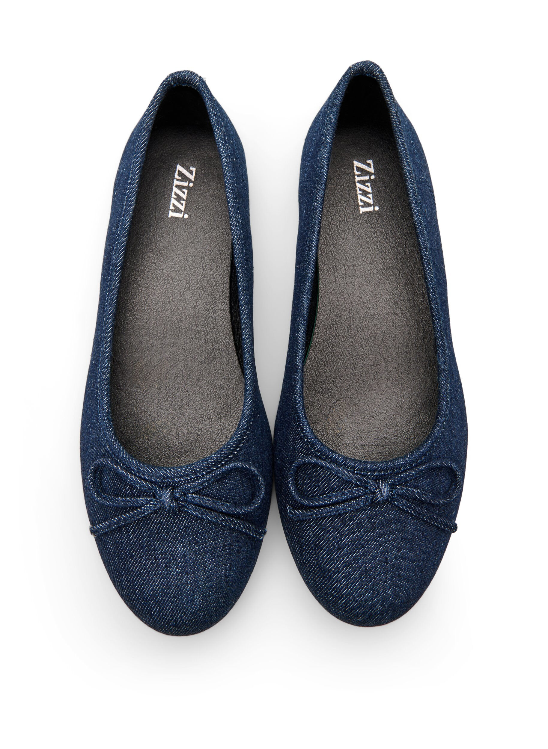 Zizzi Large - Ballerie en denim et &agrave; noeud, Bleu, Packshot image number 2