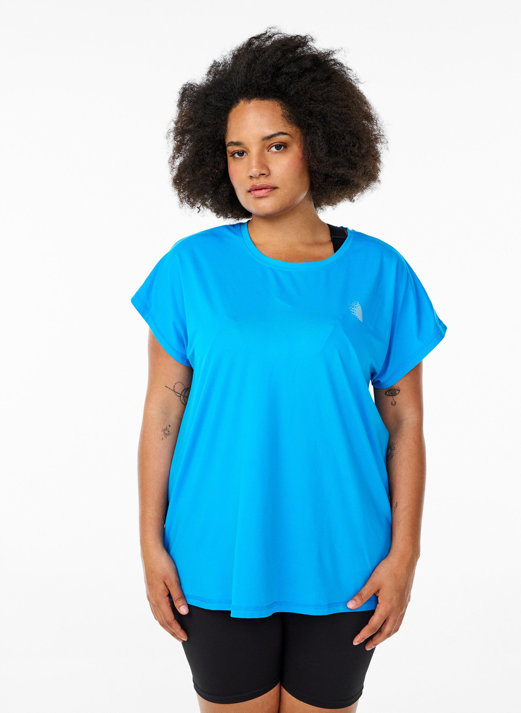Zizzi T-shirt de sport couleur unie, Bleu, Model image number 0