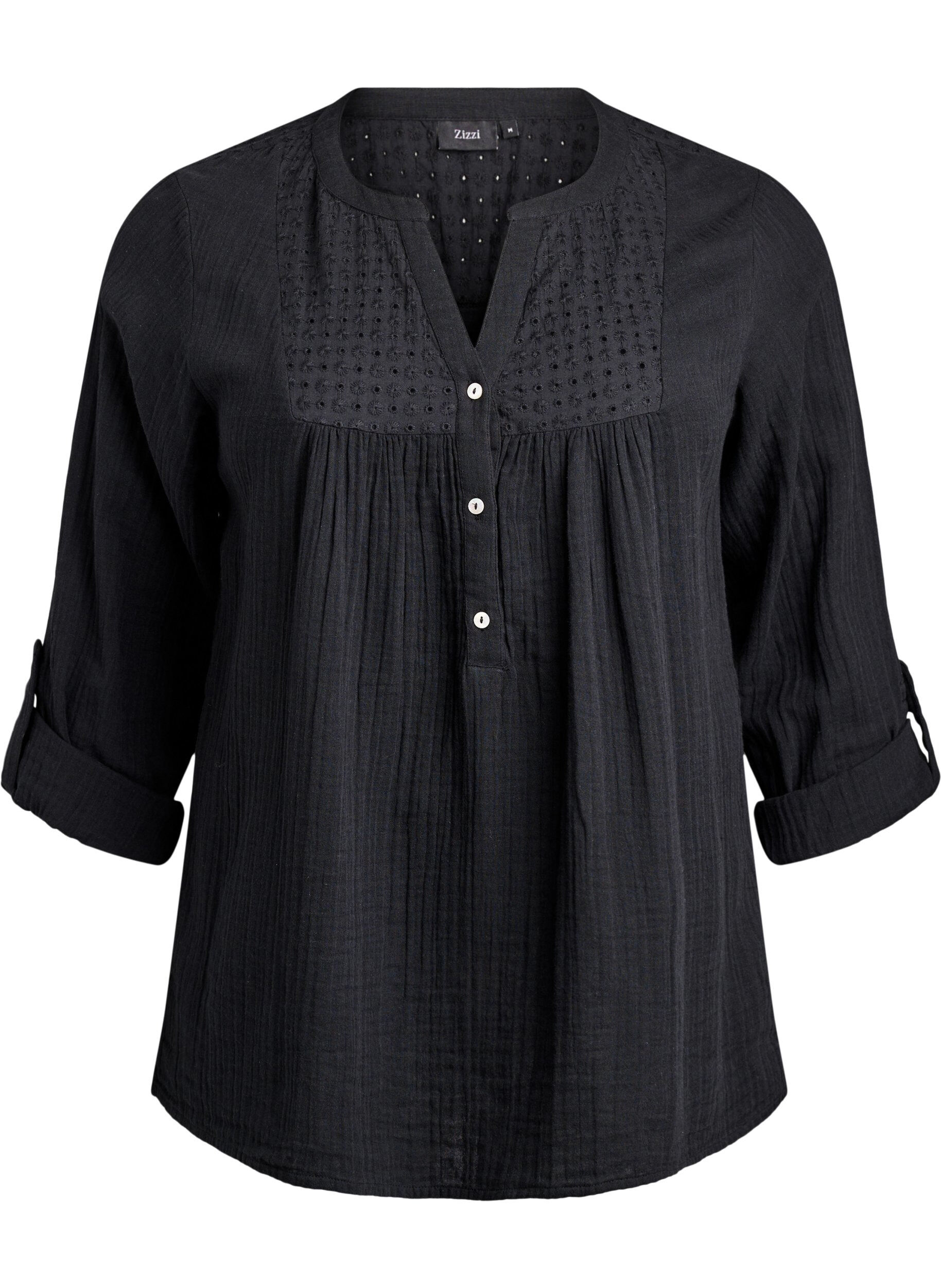 Blouse en mousseline de coton avec broderie anglaise