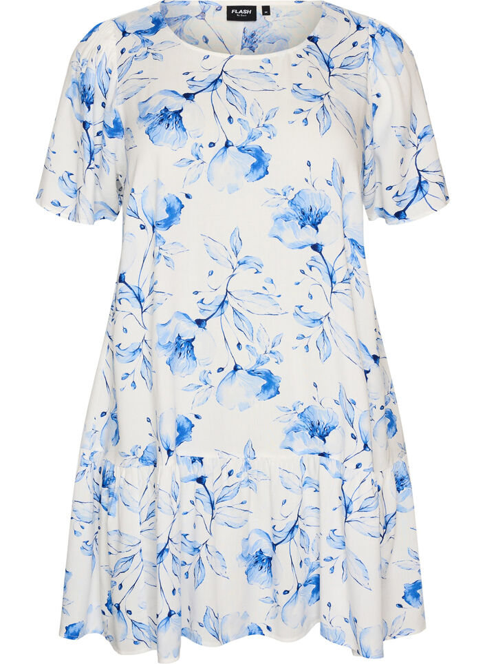 Robe en viscose avec d&eacute;coupe, Blanc, Packshot image number 0