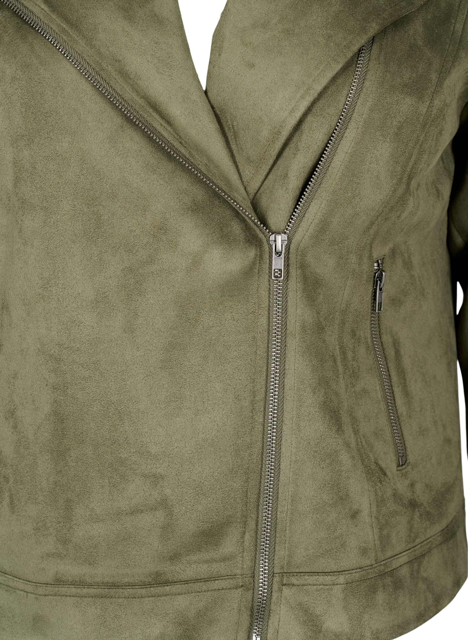 ZizziVeste de motard en faux daim, Dusty Olive, Packshot image number 2