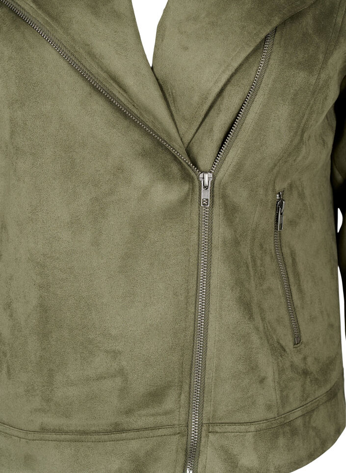 Veste de motard en faux daim, Dusty Olive, Packshot image number 2