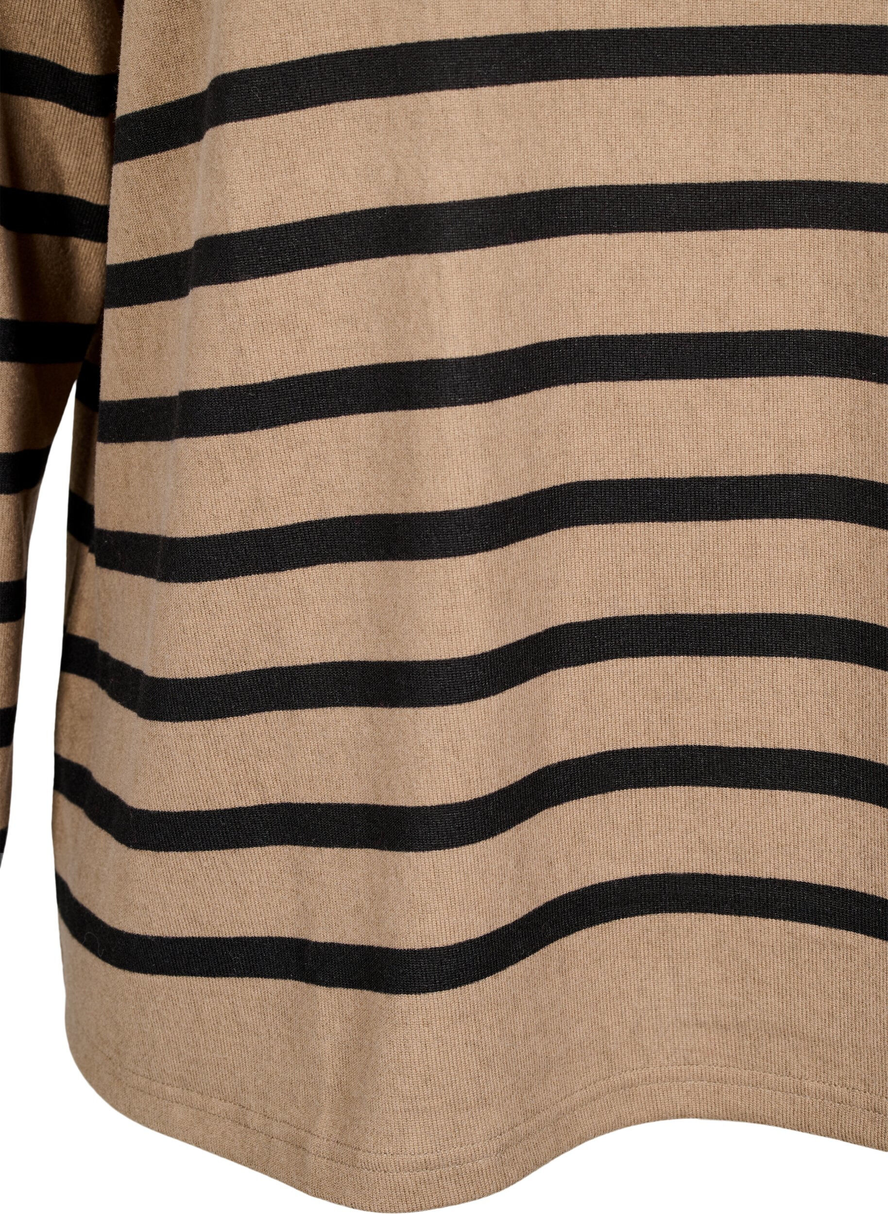 Zizzi Chemisier avec un col haut et des manches longues, Beige, Packshot image number 3