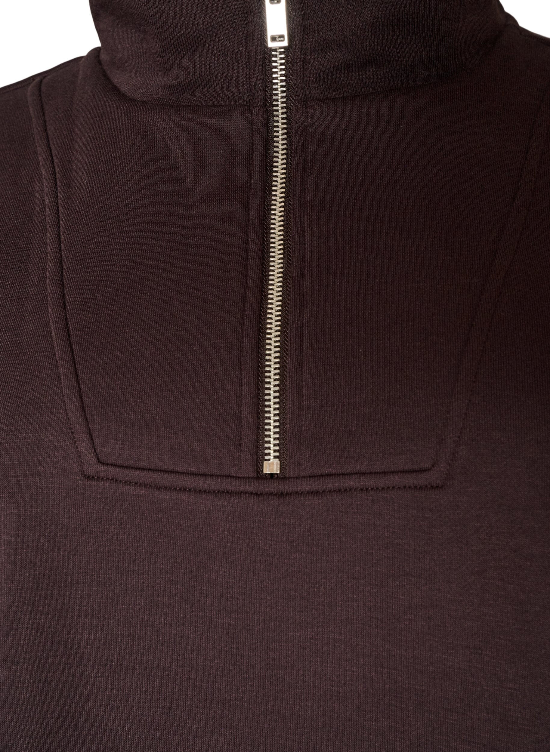 ZizziSweat-shirt avec col montant et fermeture zipp&eacute;e, Marron, Packshot image number 2