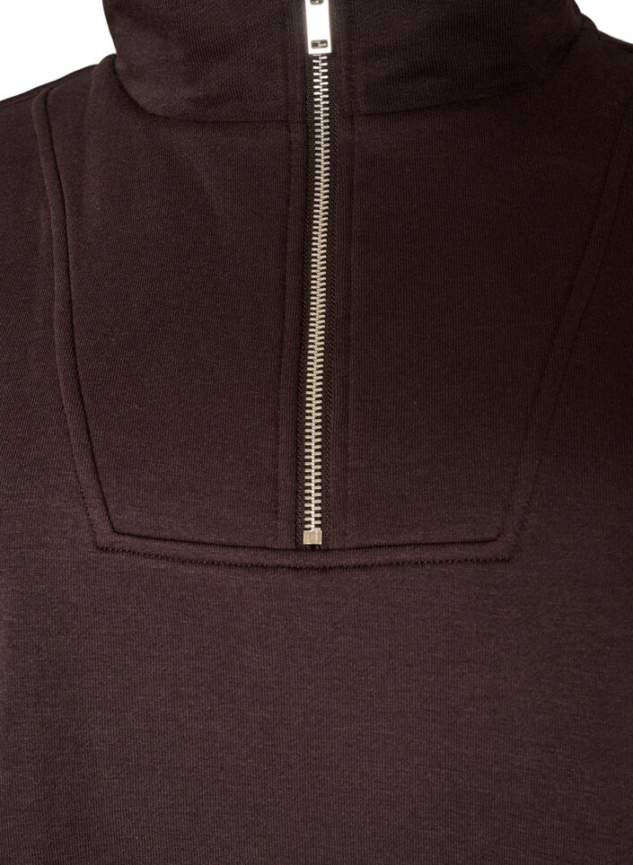 Sweat-shirt avec col montant et fermeture zipp&eacute;e, Marron, Packshot image number 2