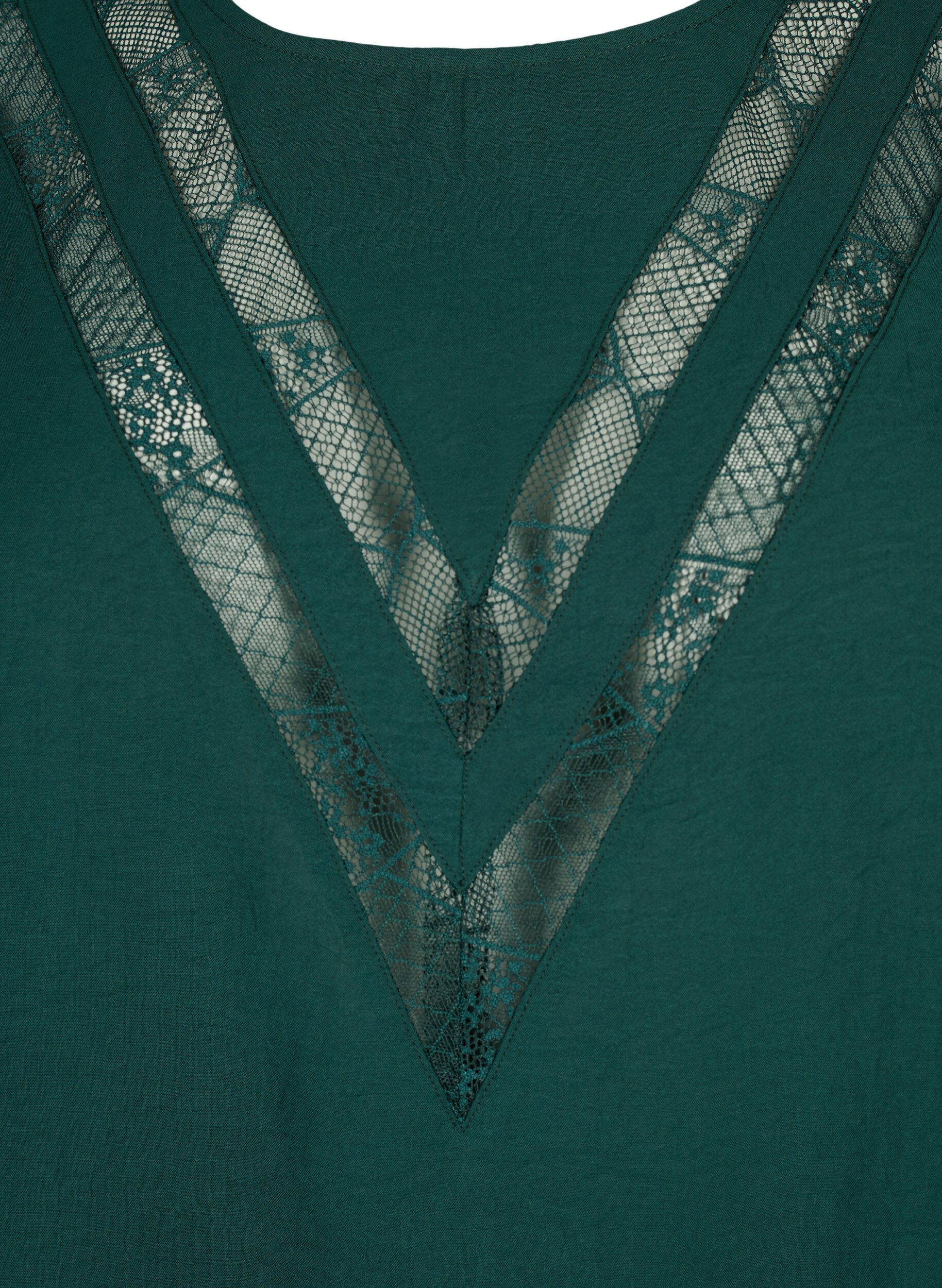 Zizzi Blouse &agrave; manches longues avec de la dentelle, Scarab, Packshot image number 2