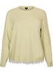 Blouse en maille avec bordure en dentelle &agrave; l'ourlet, Vert clair, Packshot image number 0