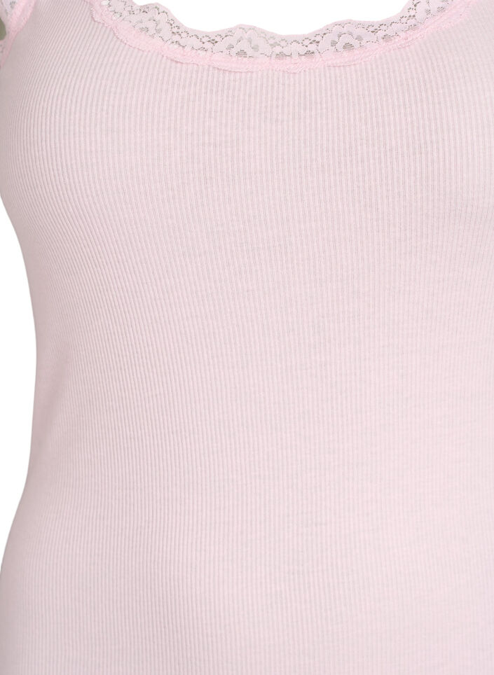 Haut avec bordure en dentelle, Rose, Packshot image number 2