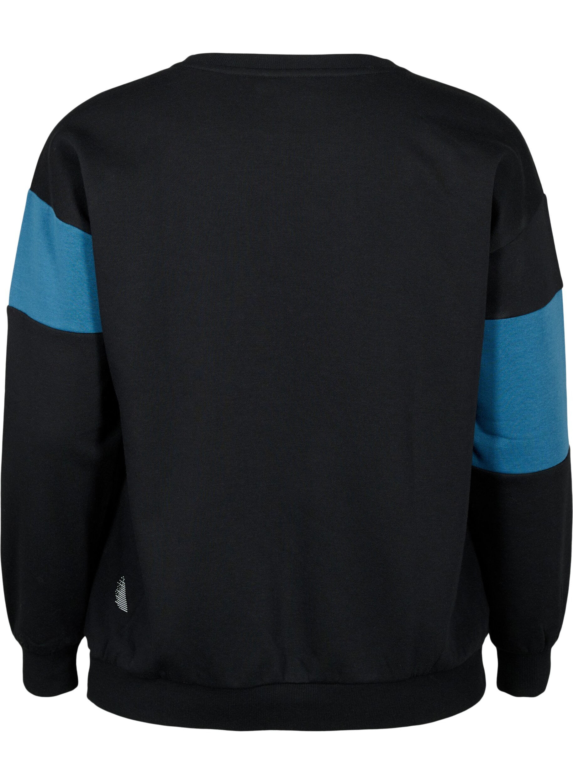 Zizzi Sweat-shirt &agrave; imprim&eacute; sport, Black Comb, Packshot image number 1